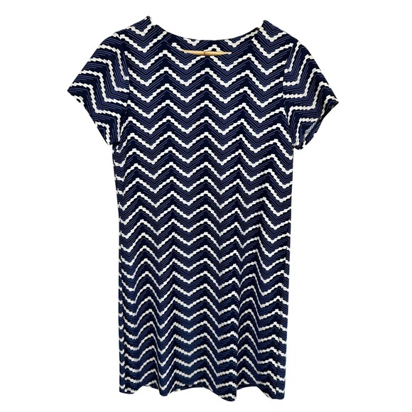 Jude Connally Dresses & Skirts - Jude Connally Ella Chevron Dress Womens Small Blue Short Sleeve‎ Resort Preppy